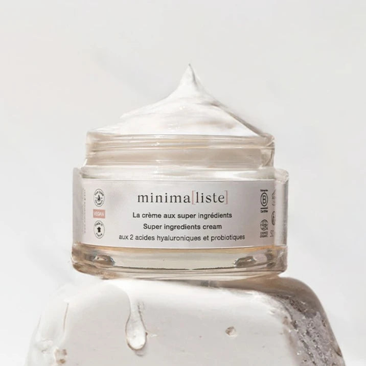 crème visage hydratante aux super ingrédients minimaliste texture