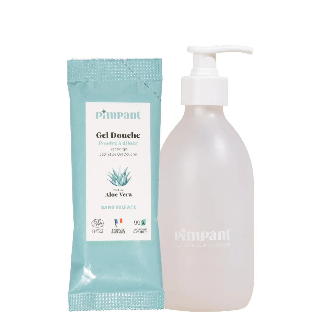 gel douche rechargeable pimpant aloe vera kit decouverte