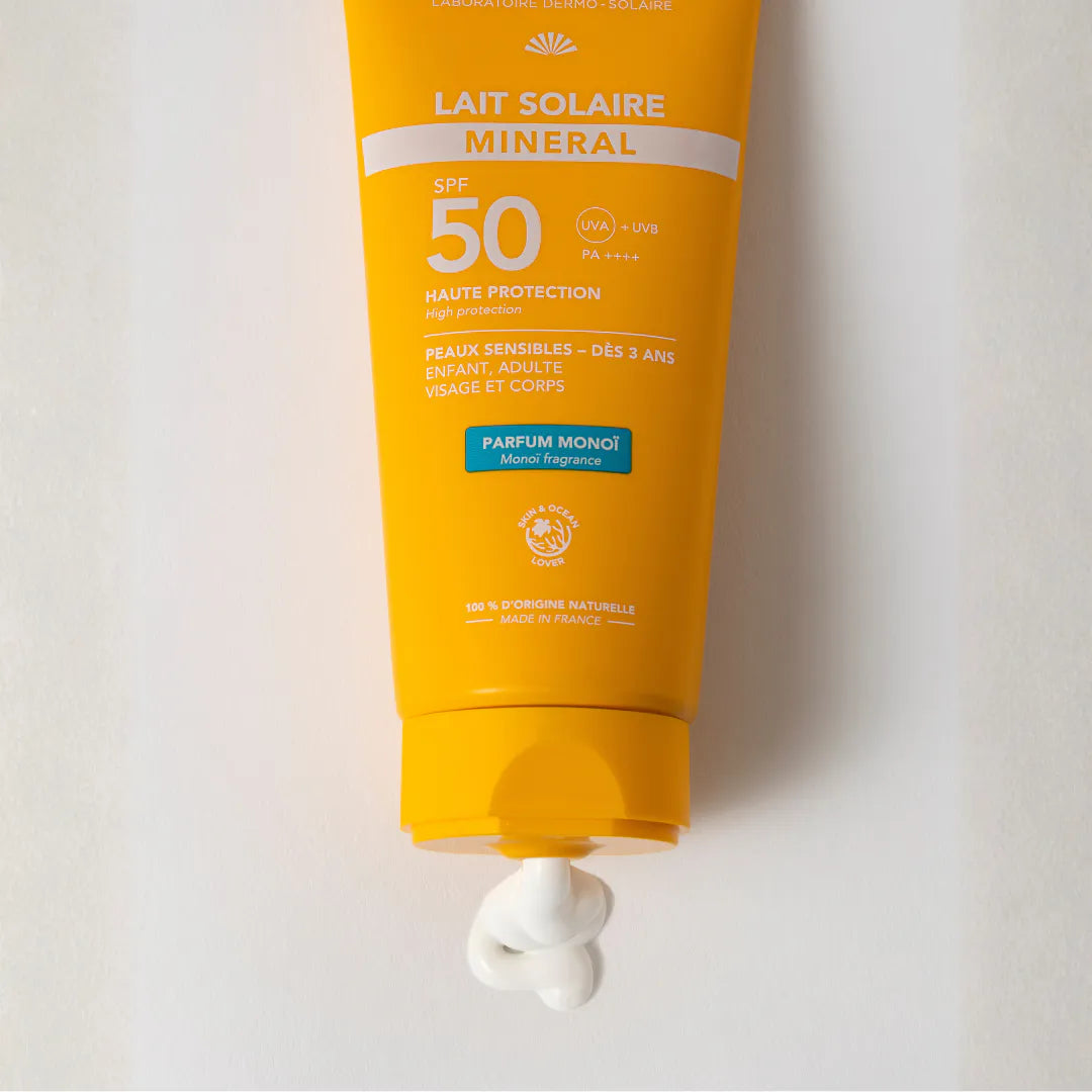 lait solaire minéral spf50 parfum monoi kerbi