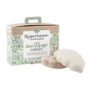 duo voyage shampoing et gel douche solide respectueuse