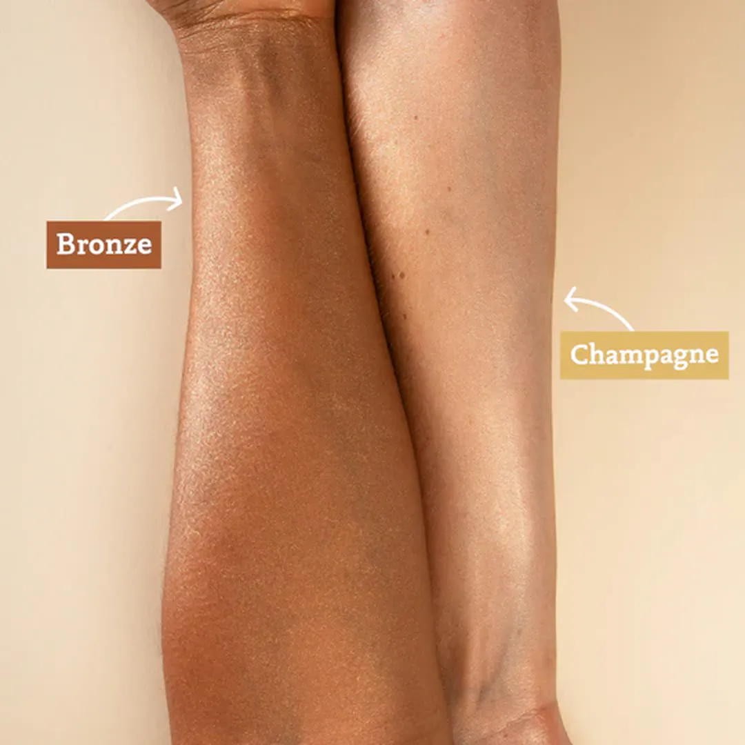paillettes minérales bronze et champagne comme avant