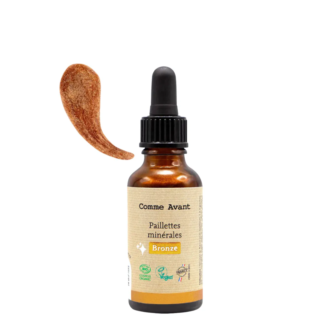 paillettes minérales bronze comme avant